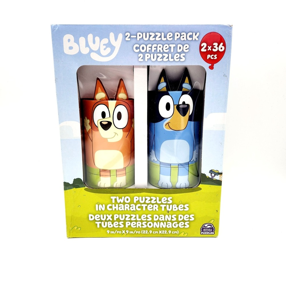 Bluey Kids Puzzle 2-Pack – 36-Piece Jigsaw Gift Set in Tube‎ Packaging